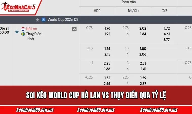 Soi kèo World Cup Hà Lan vs Thụy Điển qua tỷ lệ