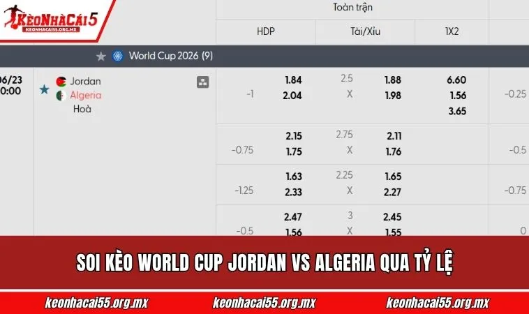 Soi kèo World Cup Jordan vs Algeria qua tỷ lệ