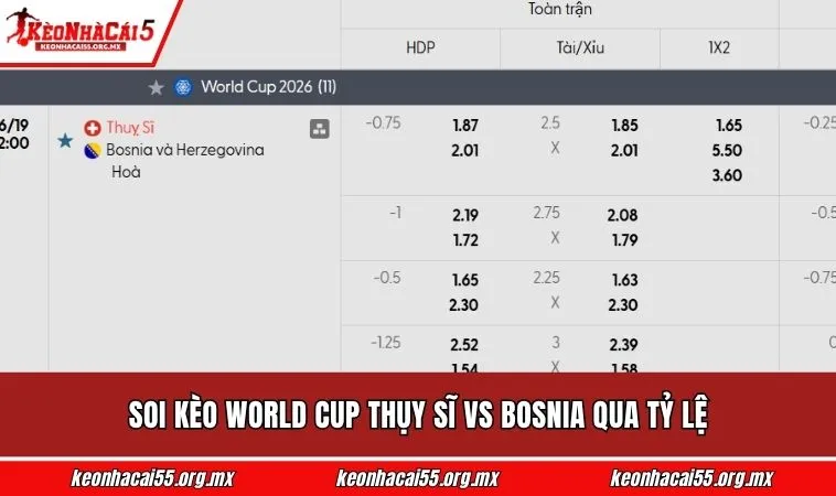 Soi kèo World Cup Thụy Sĩ vs Bosnia qua tỷ lệ