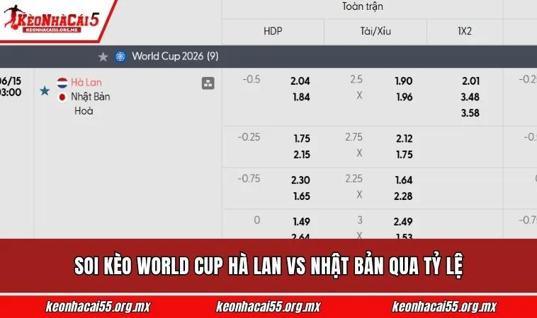 Soi kèo World Cup Hà Lan vs Nhật Bản qua tỷ lệ