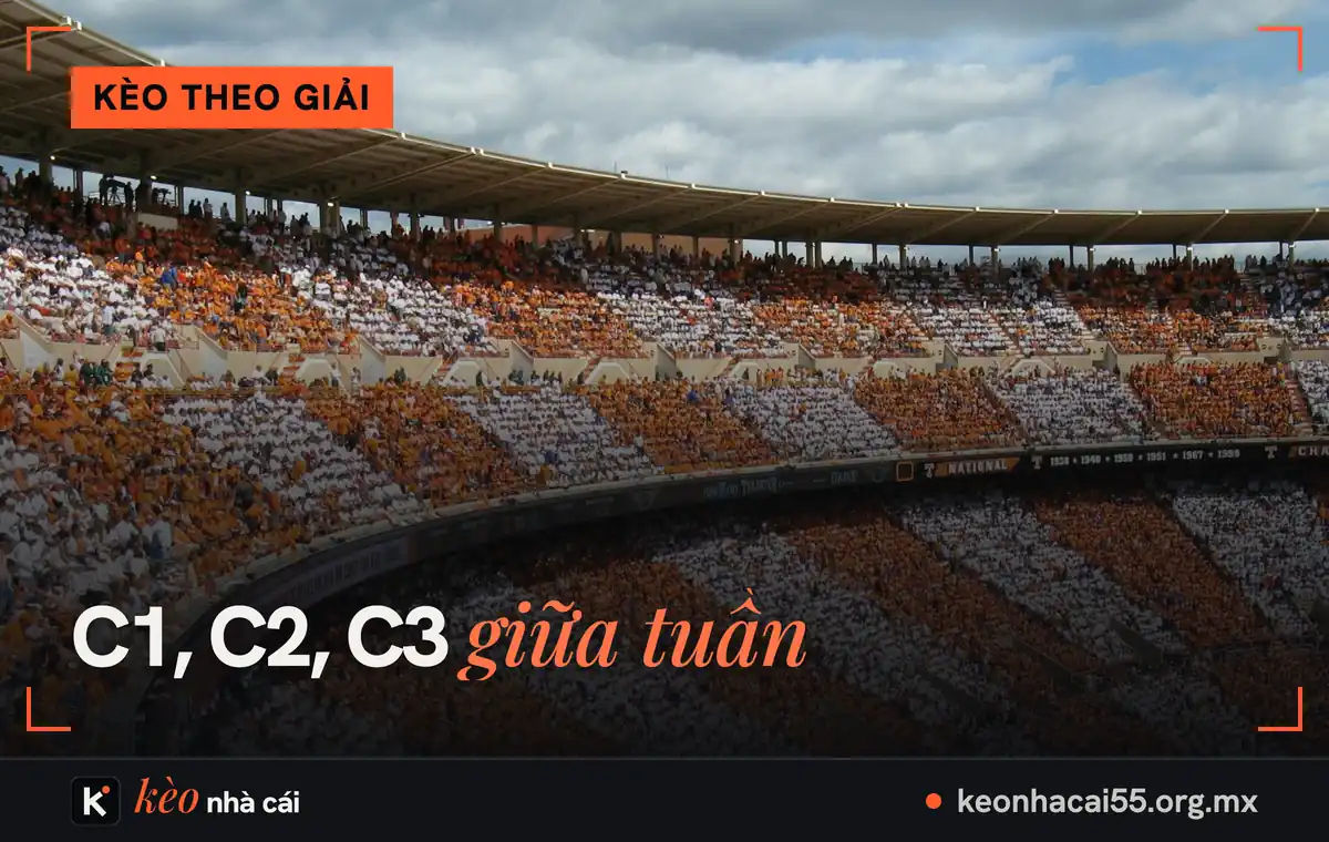 Khán đài xếp hình màu cam trắng, kèo theo giải các cúp châu Âu