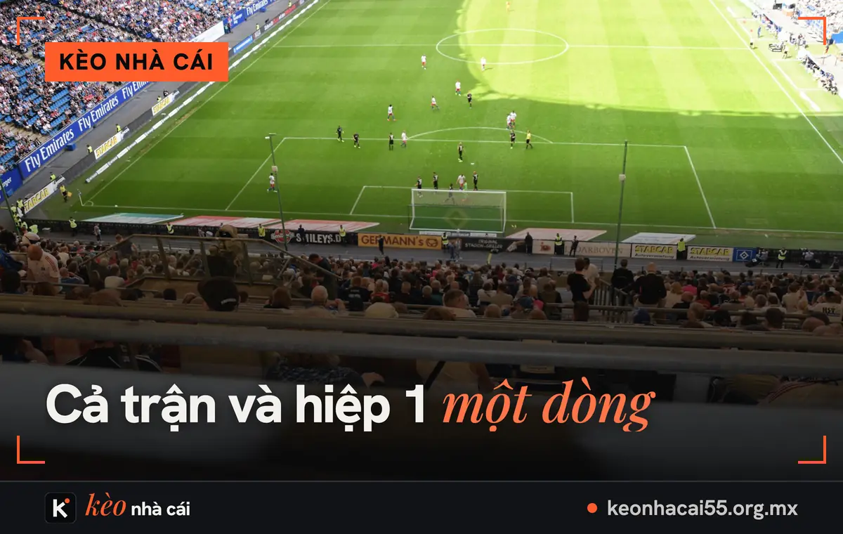 Kèo nhà cái hôm nay: đọc hiểu tỷ lệ kèo nhà cái cùng Keonhacai5 4 Mặt sân nhìn từ khán đài tầng cao, minh hoạ bảng kèo nhà cái cả trận và hiệp 1