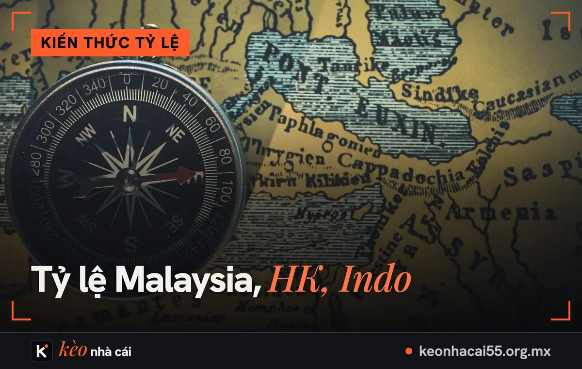 Tỷ lệ Malaysia, Hồng Kông, Indo: la bàn đặt trên bản đồ cũ